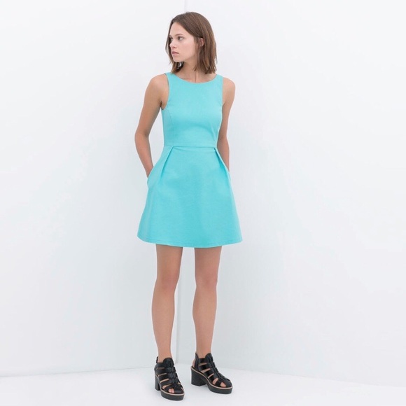 Zara Dresses & Skirts - Zara Turquoise Fit & Flare dress